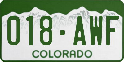CO license plate 018AWF