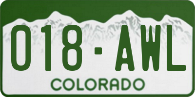 CO license plate 018AWL