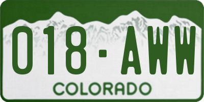 CO license plate 018AWW