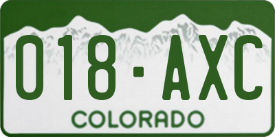 CO license plate 018AXC