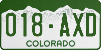 CO license plate 018AXD