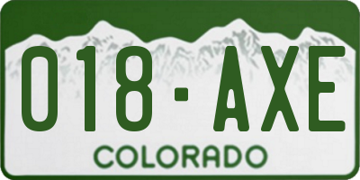 CO license plate 018AXE