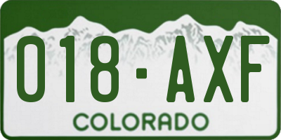 CO license plate 018AXF