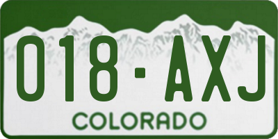 CO license plate 018AXJ