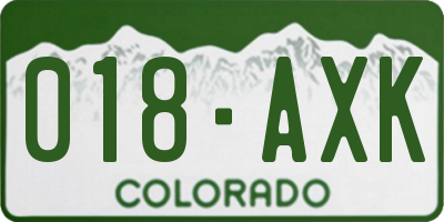 CO license plate 018AXK