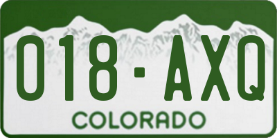 CO license plate 018AXQ
