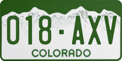 CO license plate 018AXV