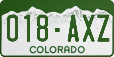 CO license plate 018AXZ