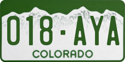 CO license plate 018AYA
