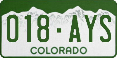 CO license plate 018AYS