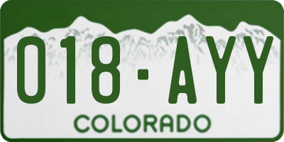 CO license plate 018AYY