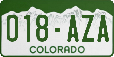 CO license plate 018AZA