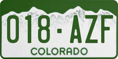 CO license plate 018AZF
