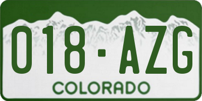 CO license plate 018AZG