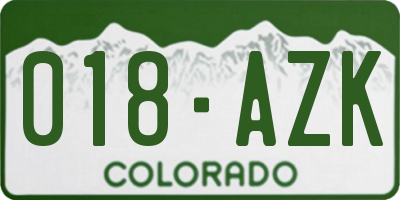 CO license plate 018AZK