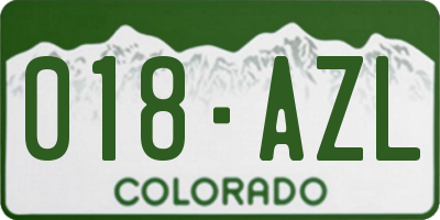CO license plate 018AZL