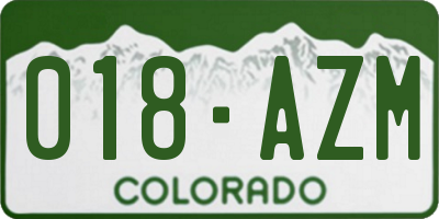 CO license plate 018AZM