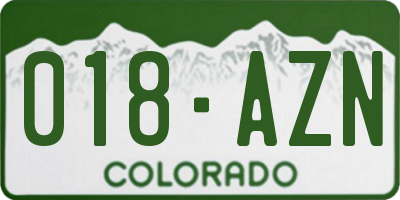 CO license plate 018AZN