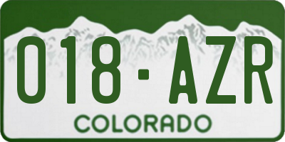 CO license plate 018AZR