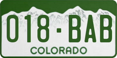 CO license plate 018BAB