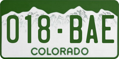 CO license plate 018BAE