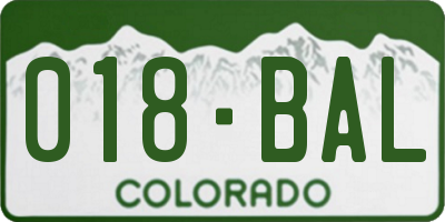 CO license plate 018BAL