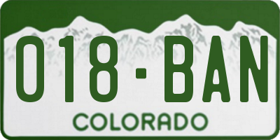 CO license plate 018BAN