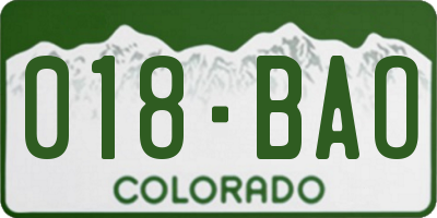 CO license plate 018BAO