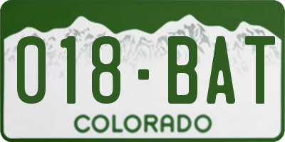 CO license plate 018BAT
