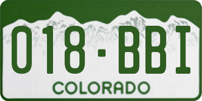 CO license plate 018BBI