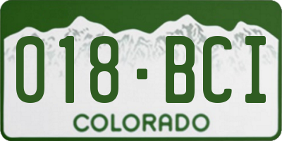 CO license plate 018BCI