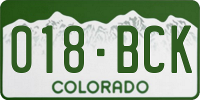 CO license plate 018BCK