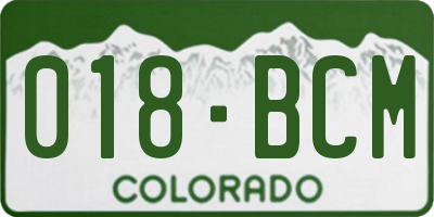 CO license plate 018BCM