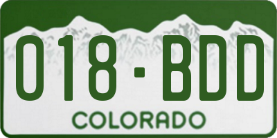 CO license plate 018BDD