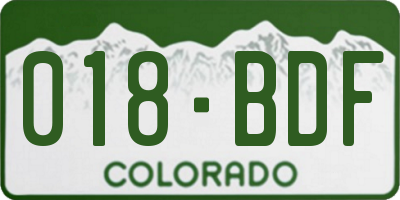 CO license plate 018BDF