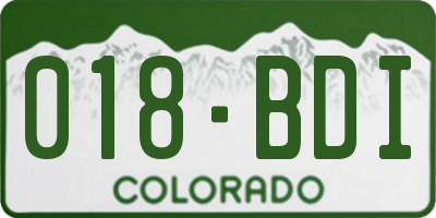 CO license plate 018BDI
