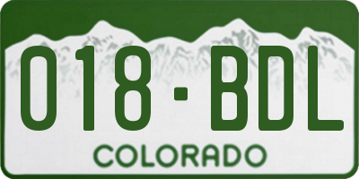 CO license plate 018BDL
