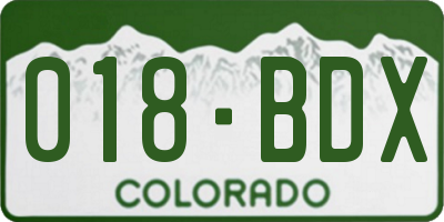 CO license plate 018BDX