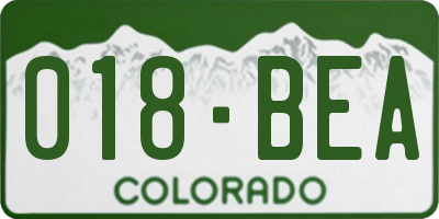 CO license plate 018BEA