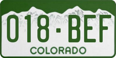 CO license plate 018BEF
