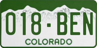 CO license plate 018BEN