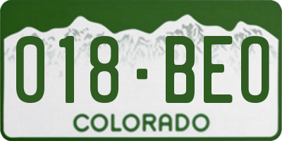 CO license plate 018BEO