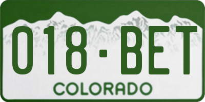 CO license plate 018BET