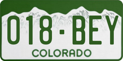 CO license plate 018BEY