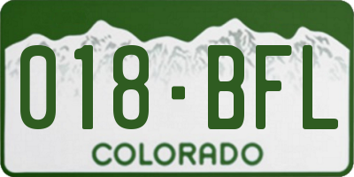 CO license plate 018BFL