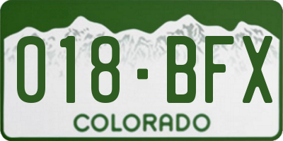 CO license plate 018BFX