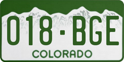 CO license plate 018BGE