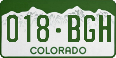 CO license plate 018BGH