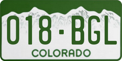 CO license plate 018BGL