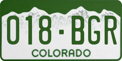 CO license plate 018BGR